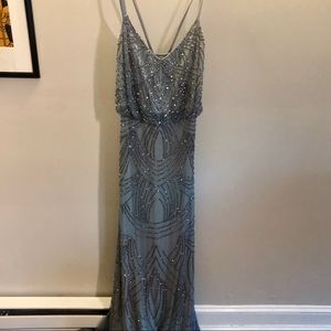Adrianna Papell Beaded Blue Gown
